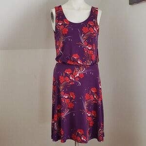 Verse Purple Floral Darcie Blouson Dress, Size S